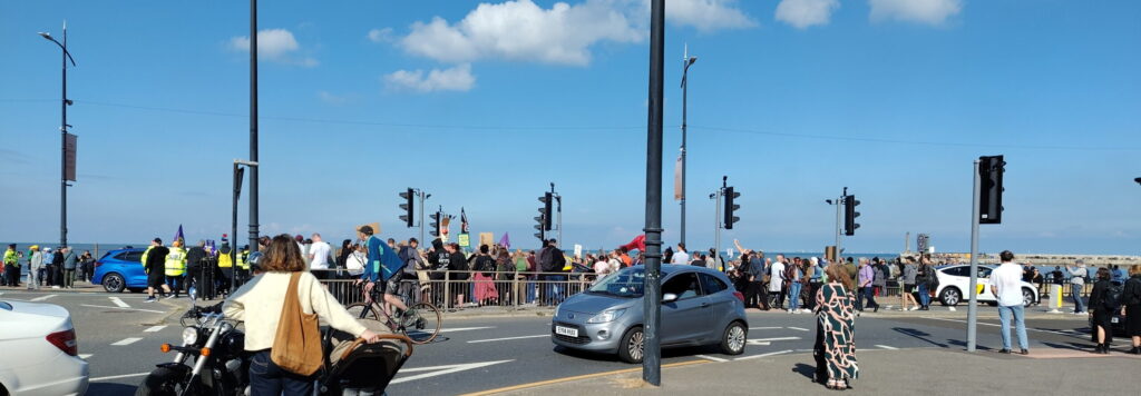 Anti UKIP protest in Margate, Thanet, Kent, UK. The protesters strongly said no to racism, bigotry, and hate.