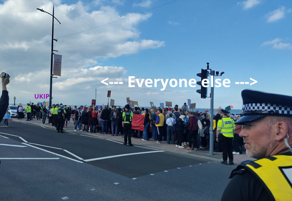 UKIP demonstration dwarfed by counter-protest of love and inclusion. Margate. Thanet. Kent. UK.