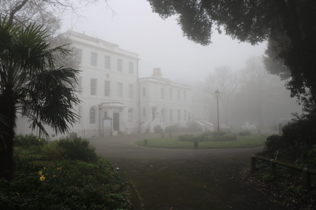 Pierremont Hall in Broadstairs (Kent) on a foggy day